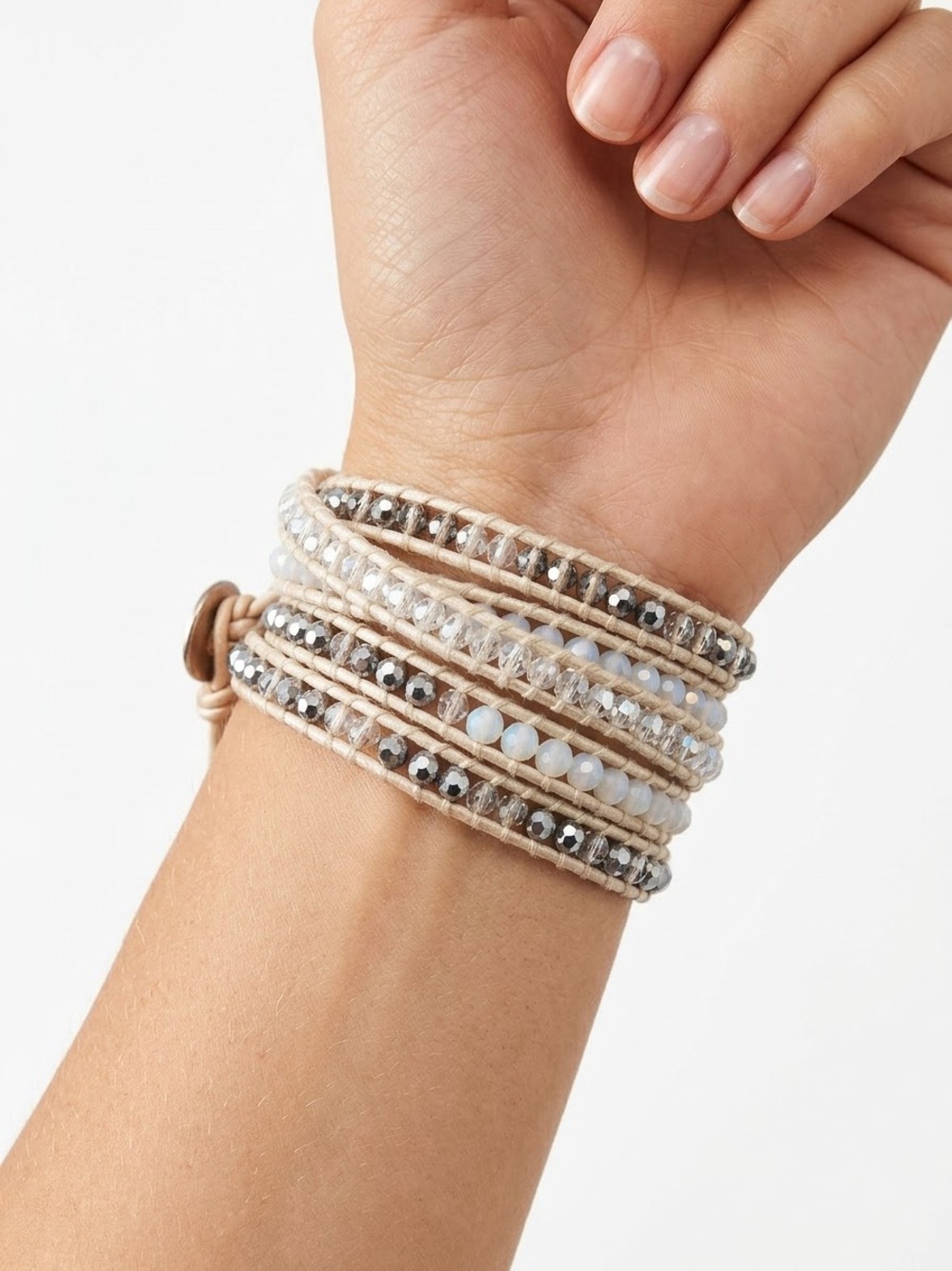 Victoria Emerson Beaded Wrap Bracelet in Neutral Tones - Women